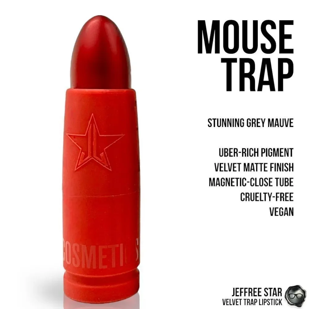 JEFFREE STAR COSMETICS VELVET TRAP LIPSTICK IN MOUSETRAP STUNNING GREY MAUVE NEW